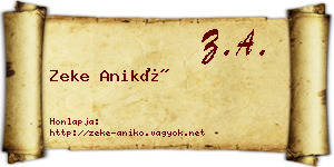Zeke Anikó névjegykártya